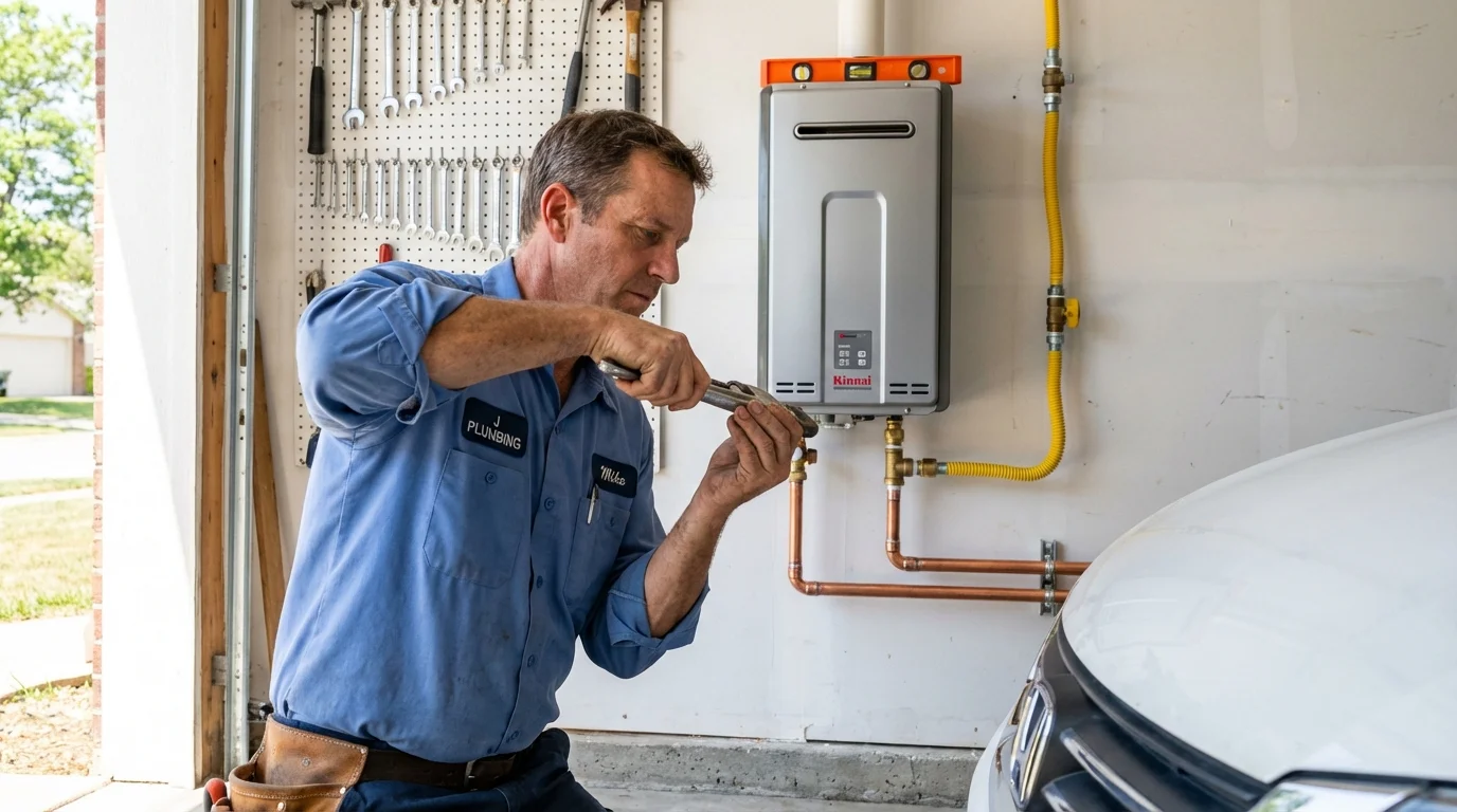 Tankless water heater installation by a Johns Plumbing LLC plumber in Bacliff